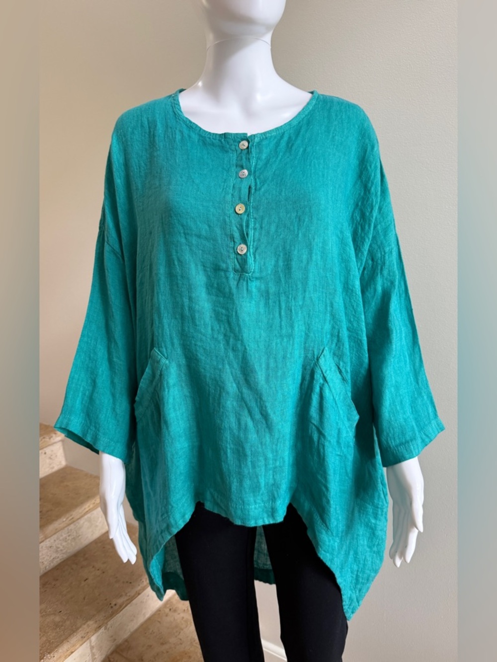 DEVITALIA Linen Top Blouse Tunic One Size